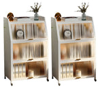 Modish Metal Black Bedside Cabinet with Clear Glass Doors