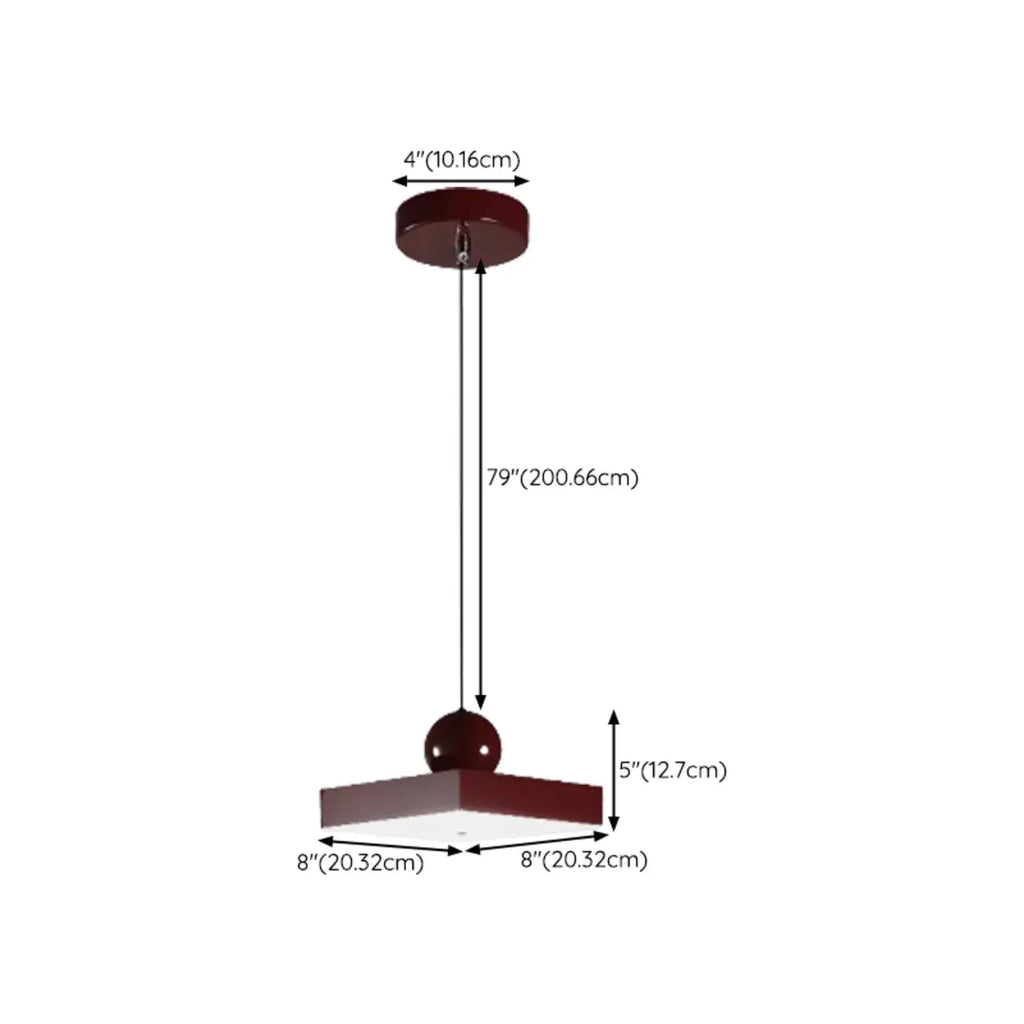 Modern Burgundy Rectangular LED Pendant Light for Living Room