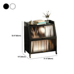 Modish Metal Black Bedside Cabinet with Clear Glass Doors