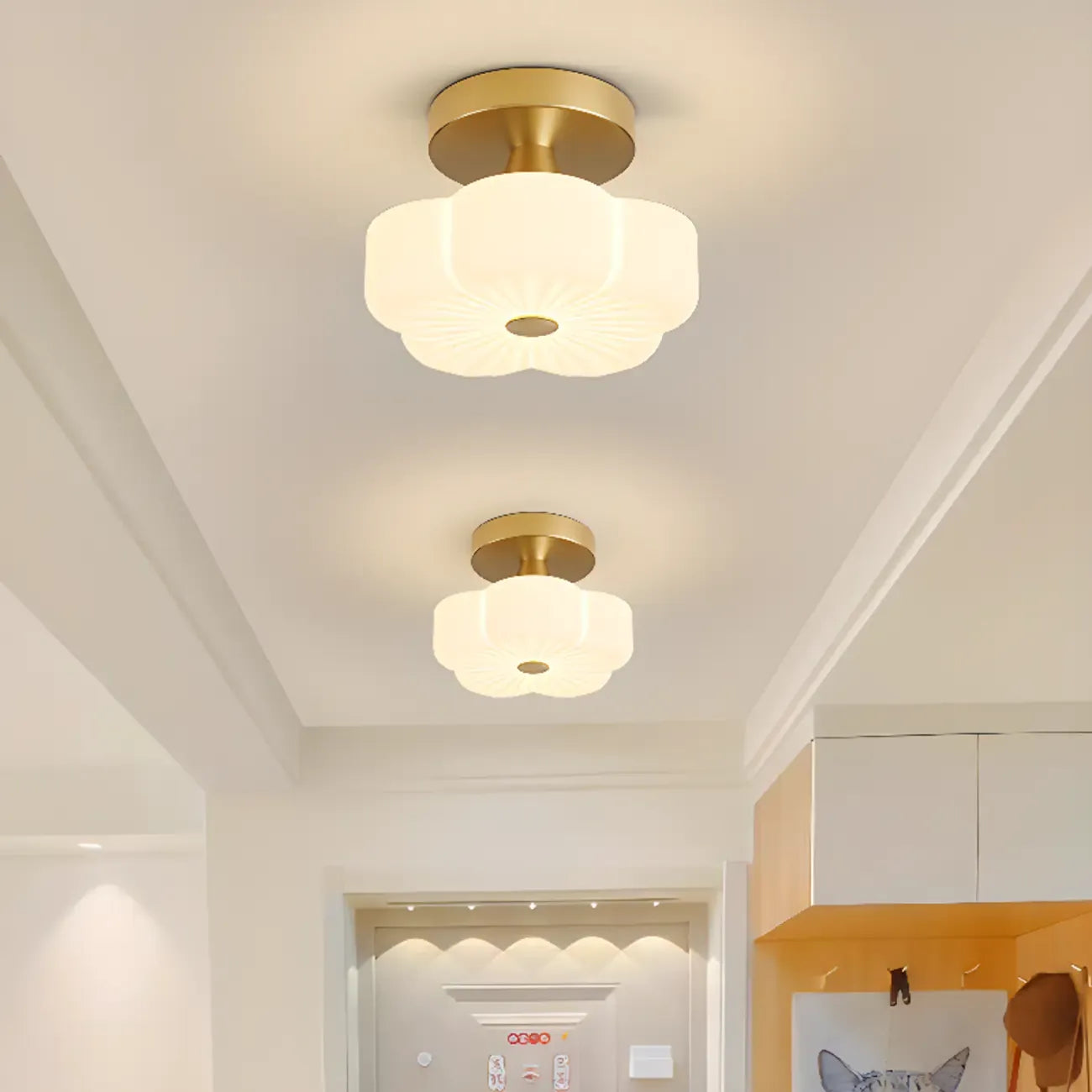 Floral Semi Flush Ceiling Light Fixture for Residential Use