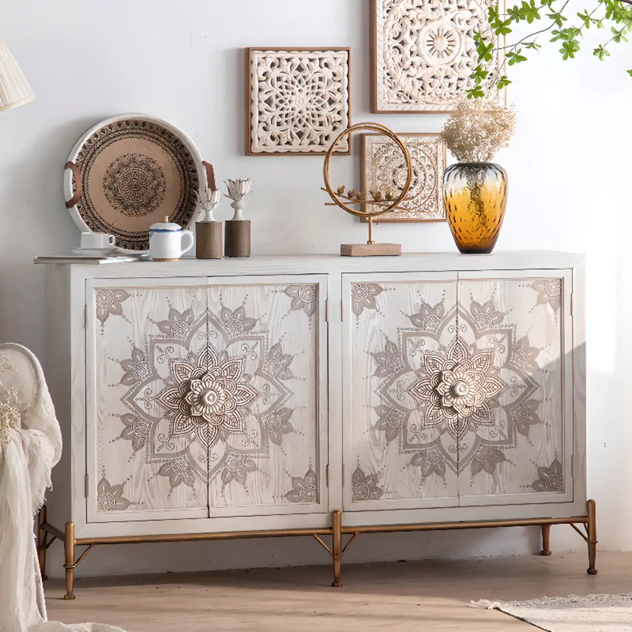 Rustic Freestanding Accent Cabinet for Living Room Decor