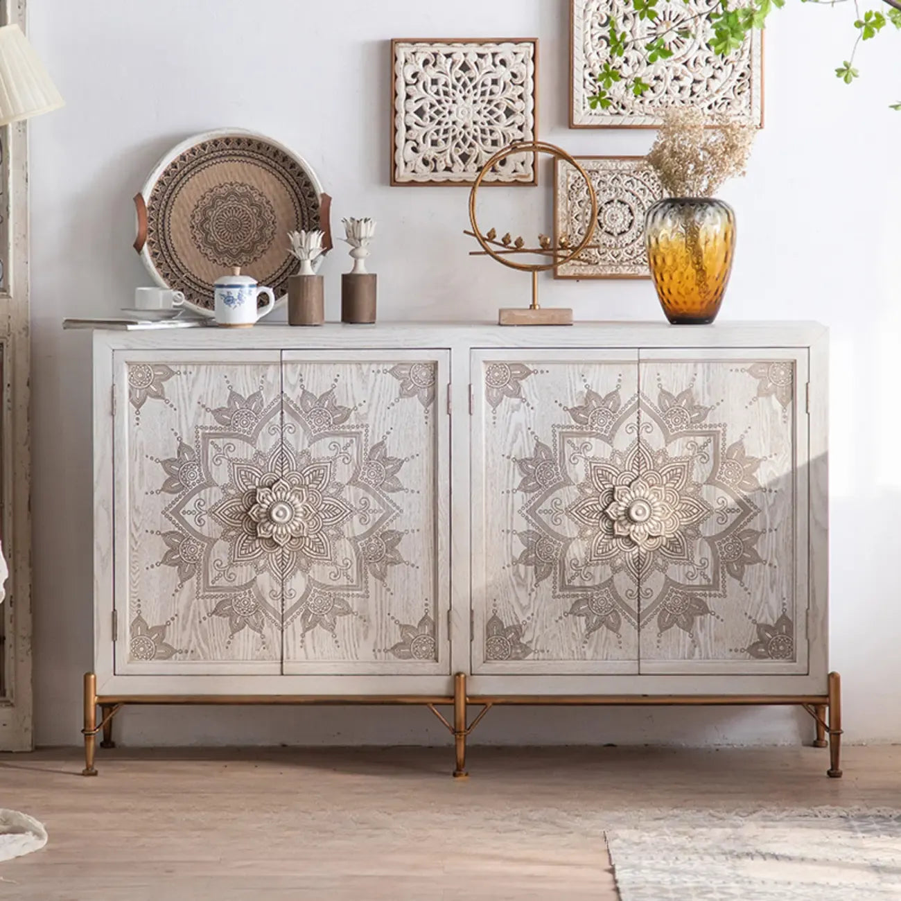 Rustic Freestanding Accent Cabinet for Living Room Decor
