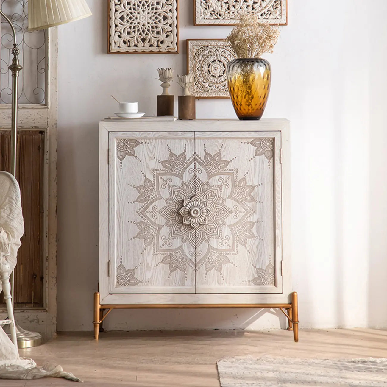 Rustic Freestanding Accent Cabinet for Living Room Decor