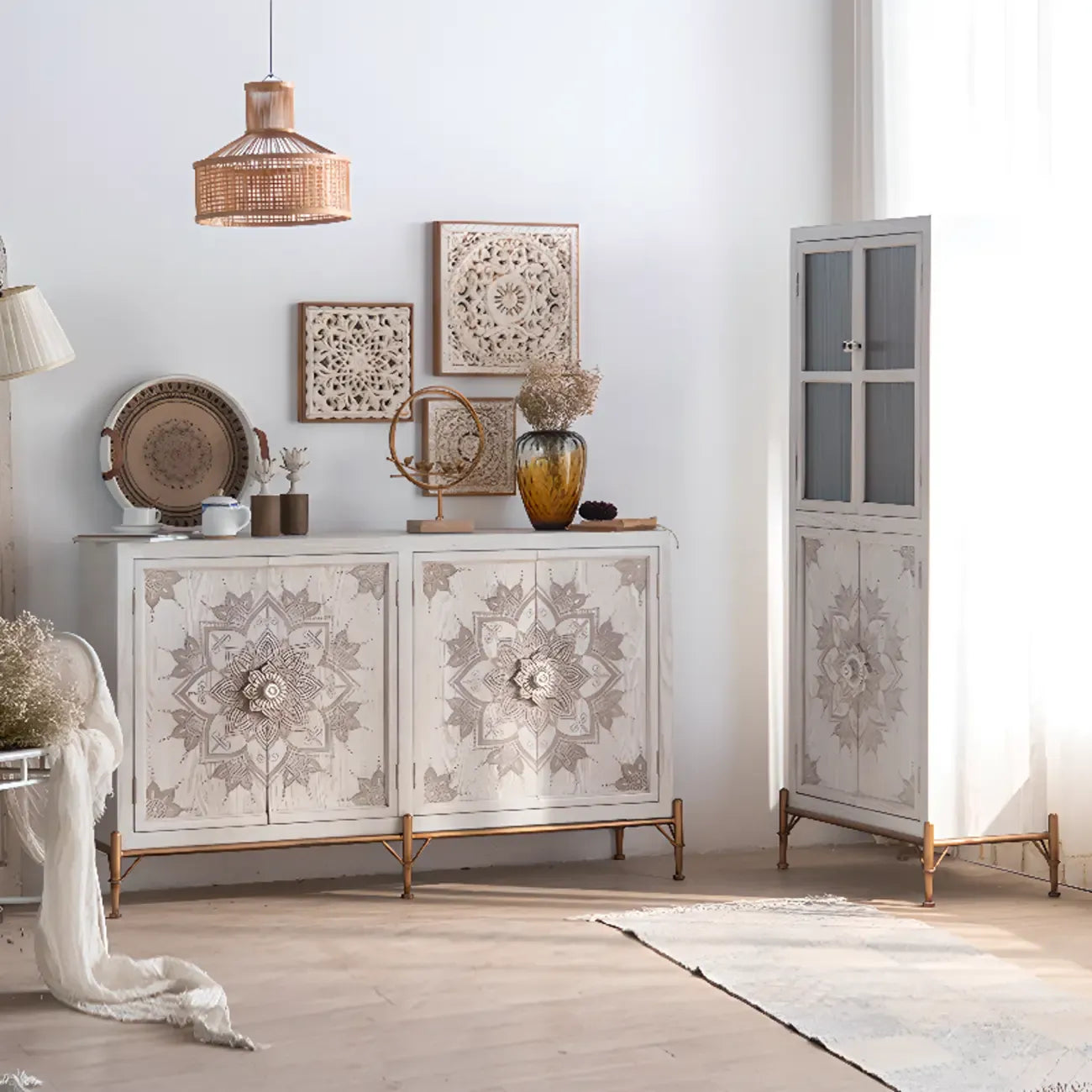 Rustic Freestanding Accent Cabinet for Living Room Decor