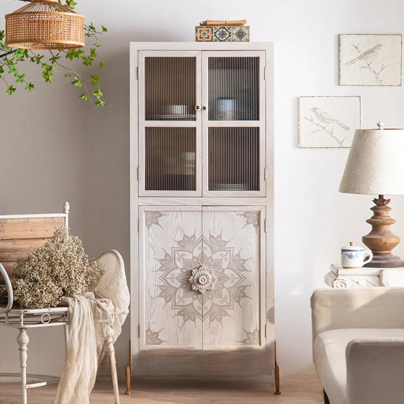 Rustic Freestanding Accent Cabinet for Living Room Decor