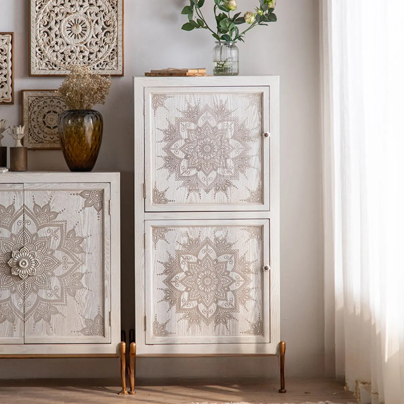 Rustic Freestanding Accent Cabinet for Living Room Decor