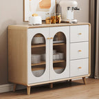 Modern Natural Finish Cabinet with Exterior Shelf  & Drawers