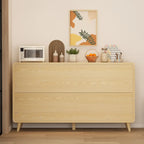 Modern Natural Finish Cabinet with Exterior Shelf  & Drawers