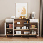 Modern Natural Finish Cabinet with Exterior Shelf  & Drawers