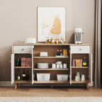 Modern Natural Finish Cabinet with Exterior Shelf  & Drawers