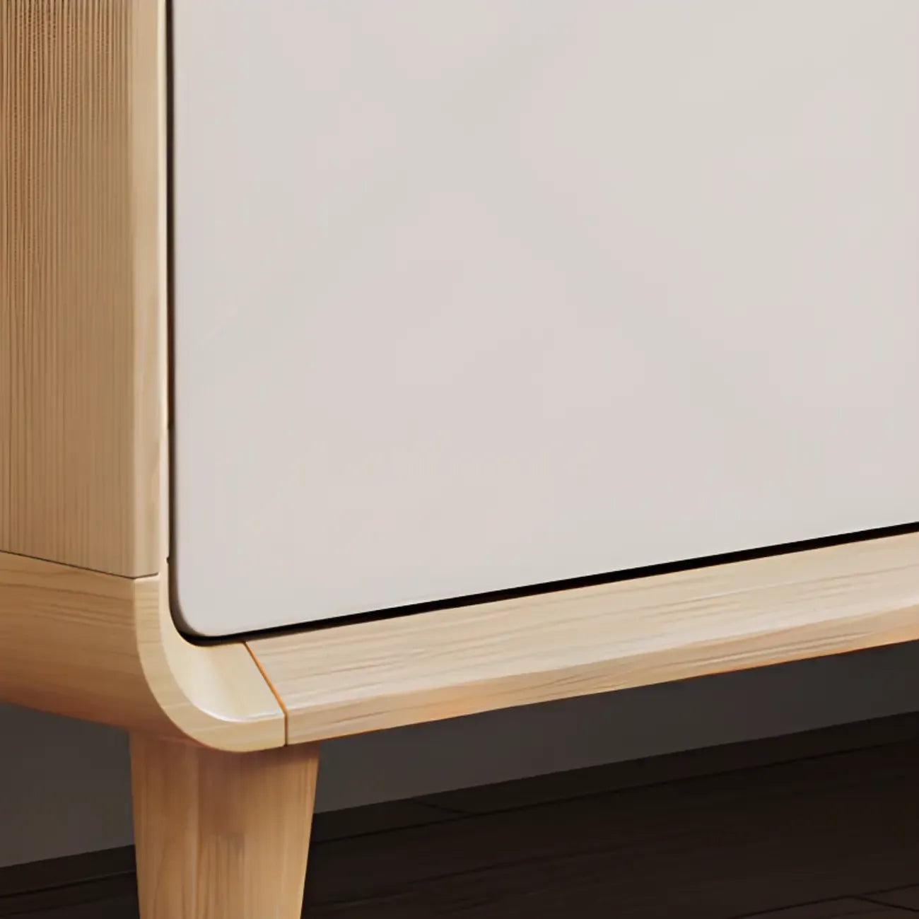 Modern Natural Finish Cabinet with Exterior Shelf  & Drawers