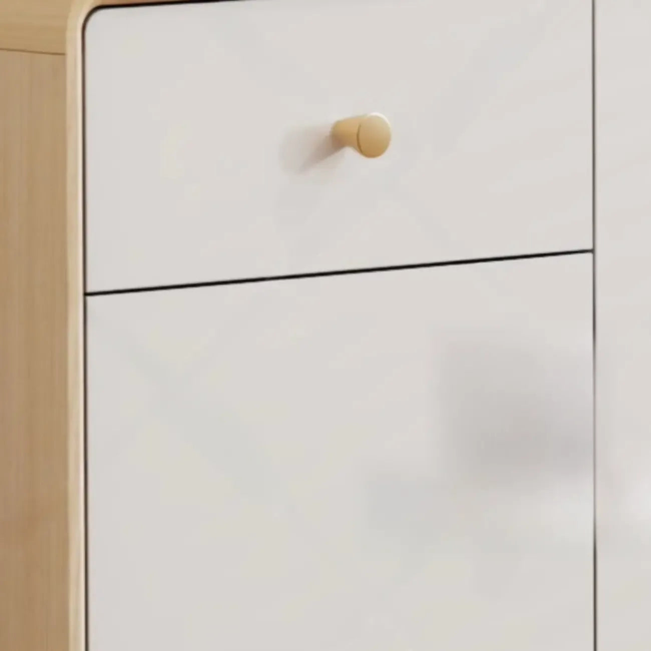 Modern Natural Finish Cabinet with Exterior Shelf  & Drawers