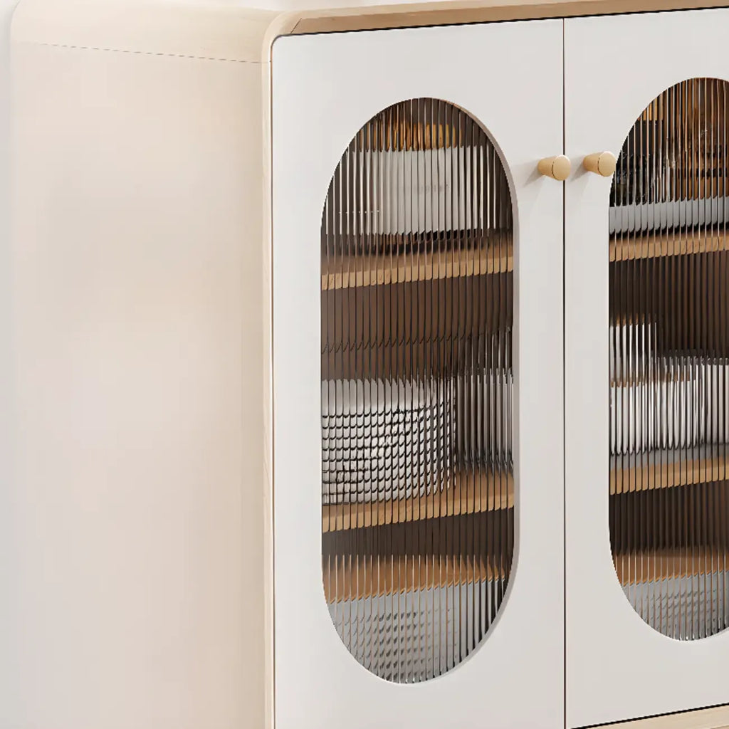 Modern Natural Finish Cabinet with Exterior Shelf  & Drawers