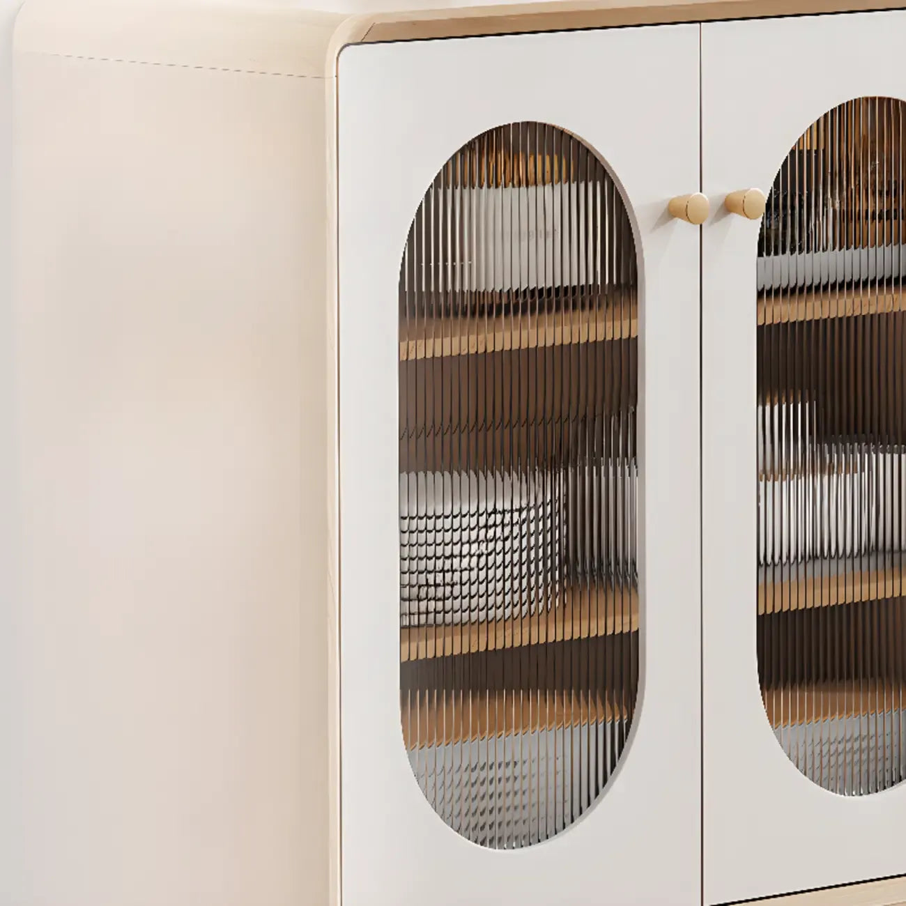 Modern Natural Finish Cabinet with Exterior Shelf  & Drawers