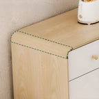 Modern Natural Finish Cabinet with Exterior Shelf  & Drawers