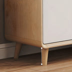 Modern Natural Finish Cabinet with Exterior Shelf  & Drawers