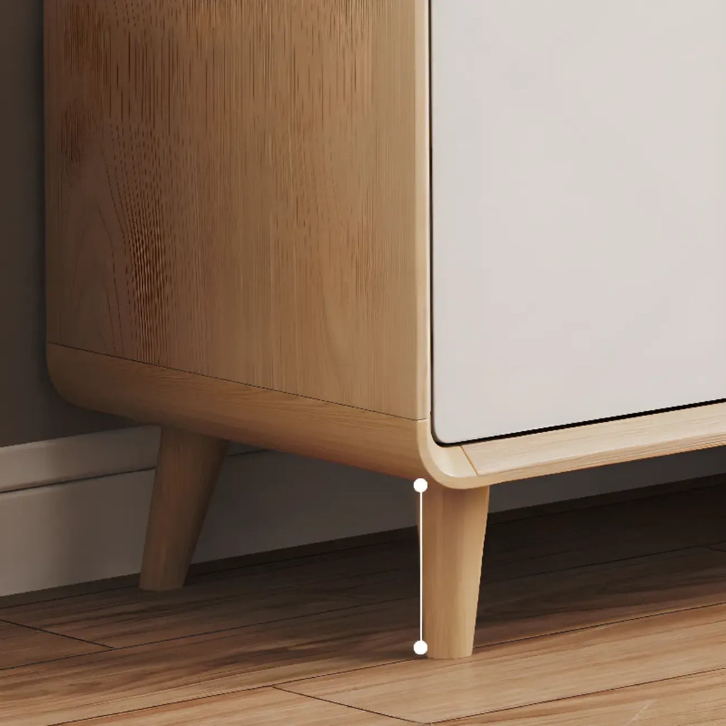 Modern Natural Finish Cabinet with Exterior Shelf  & Drawers