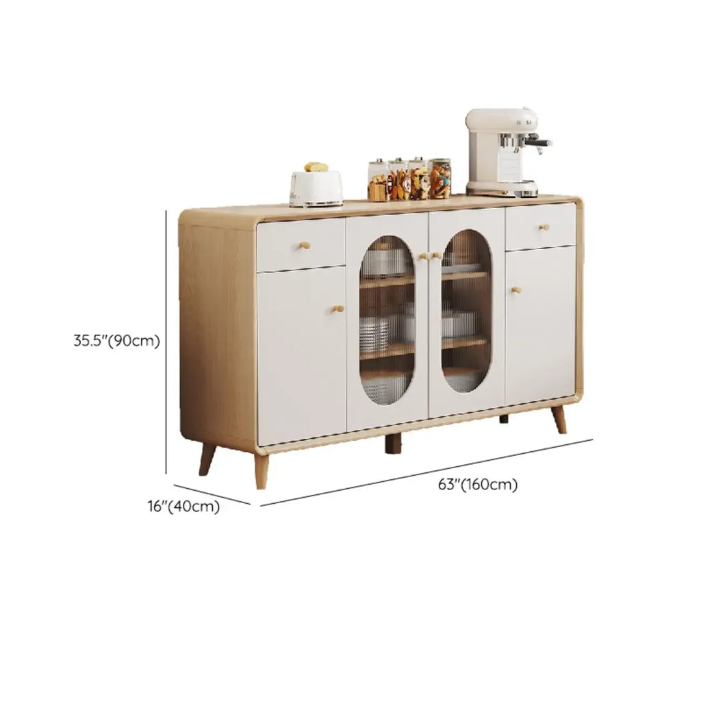 Modern Natural Finish Cabinet with Exterior Shelf  & Drawers