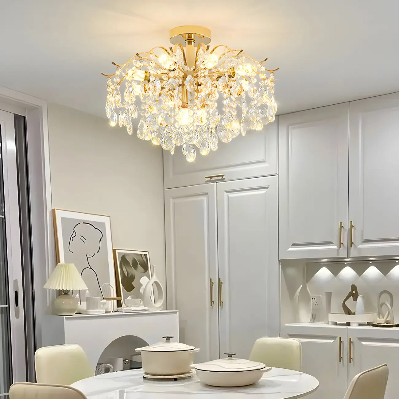 Dining Room Multi-Light Crystal Water Drop Chandelier