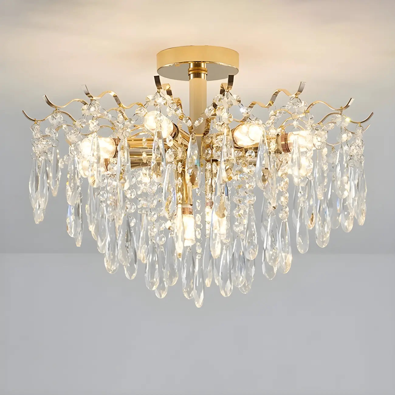 Dining Room Multi-Light Crystal Water Drop Chandelier