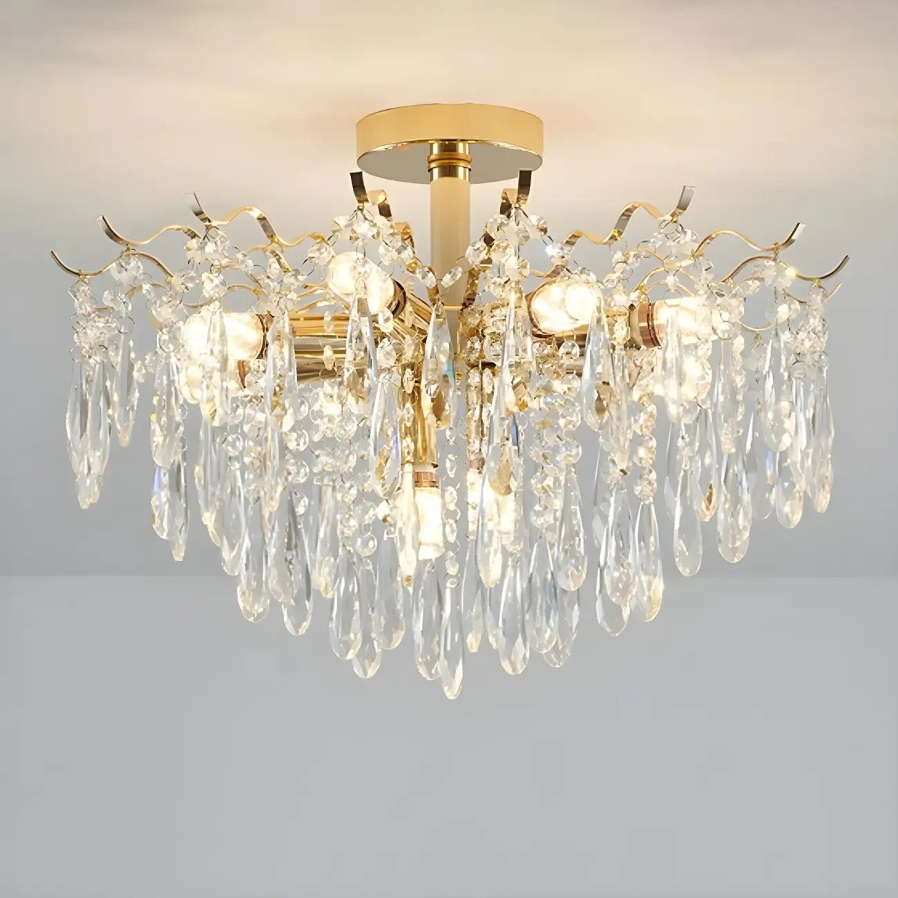 Dining Room Multi-Light Crystal Water Drop Chandelier