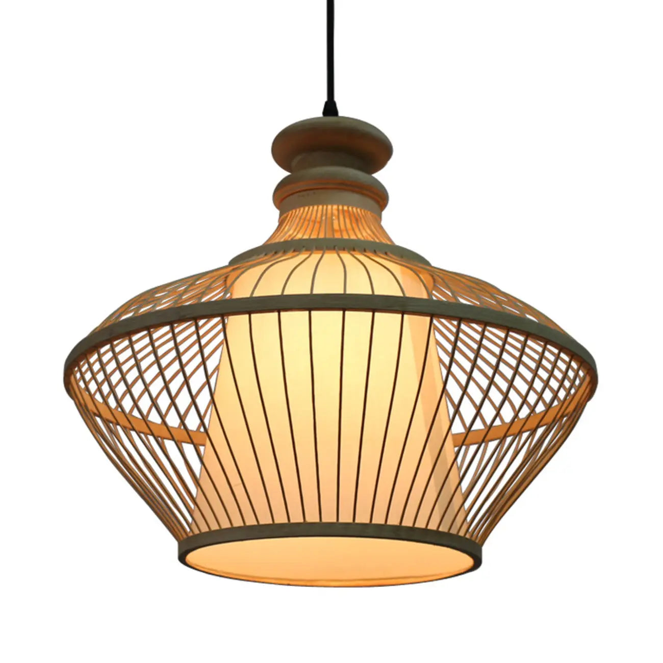 Adjustable Oriental Style Ratten Bamboo Hanging Pendant Light