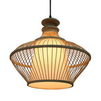 Adjustable Oriental Style Ratten Bamboo Hanging Pendant Light