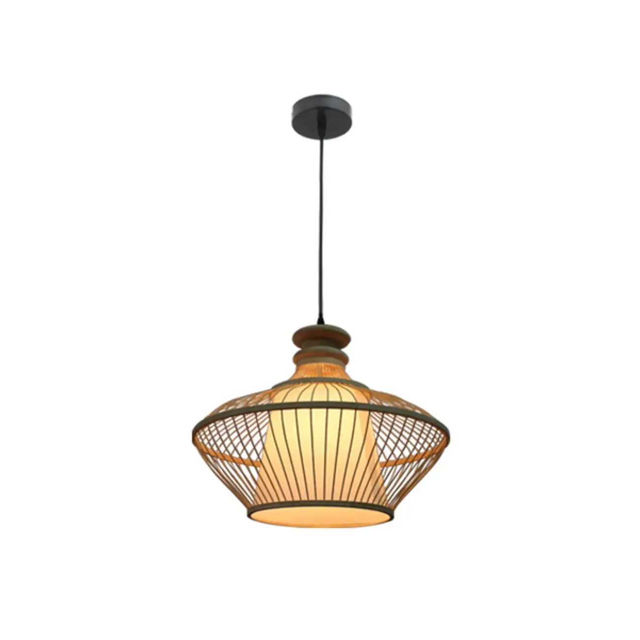 Adjustable Oriental Style Ratten Bamboo Hanging Pendant Light