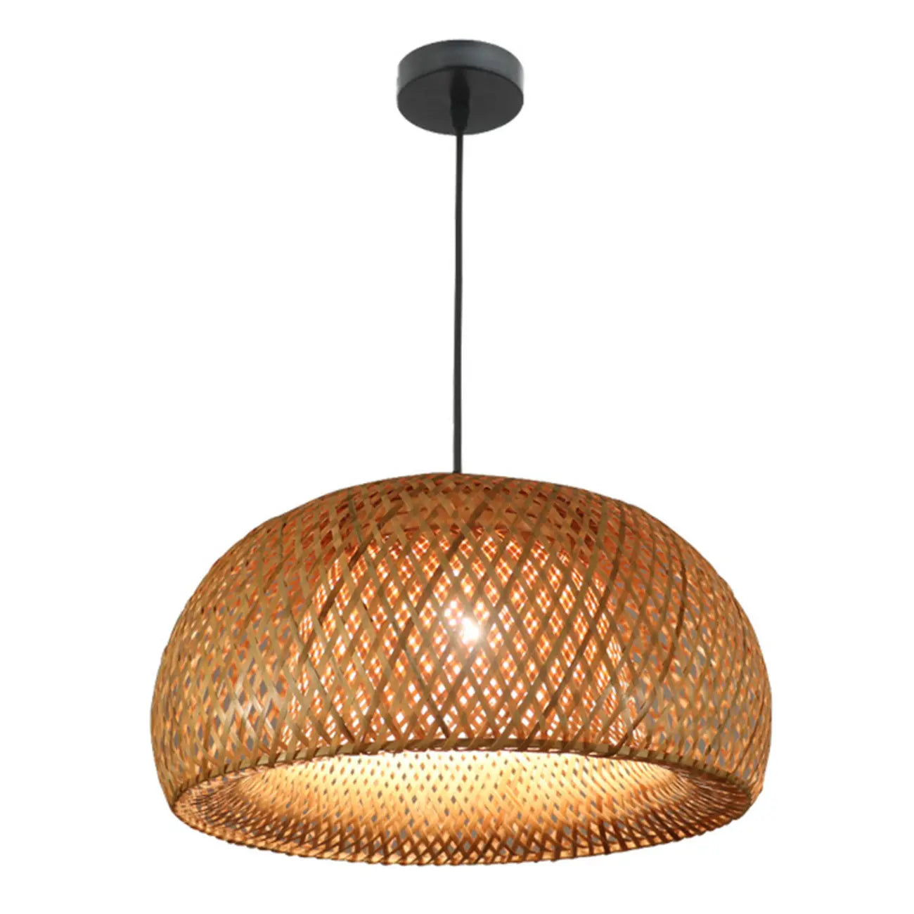 Adjustable Oriental Style Ratten Bamboo Hanging Pendant Light