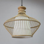 Adjustable Oriental Style Ratten Bamboo Hanging Pendant Light