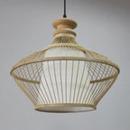 Adjustable Oriental Style Ratten Bamboo Hanging Pendant Light