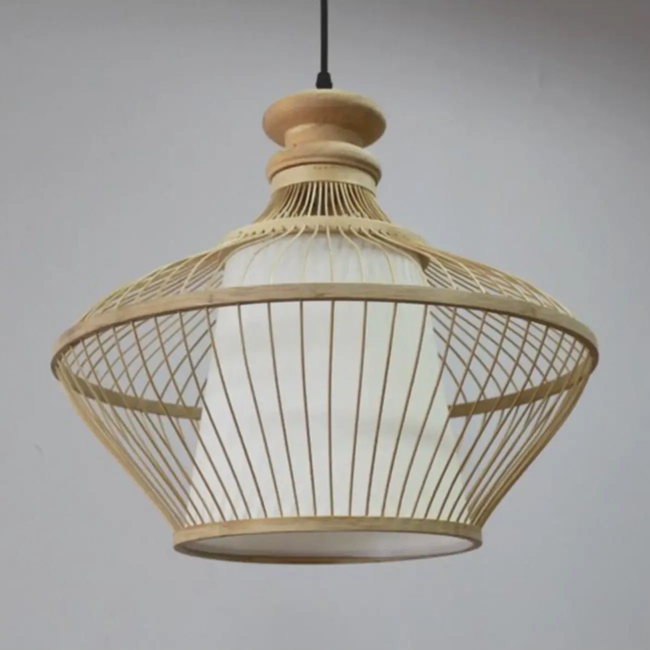 Adjustable Oriental Style Ratten Bamboo Hanging Pendant Light