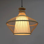 Adjustable Oriental Style Ratten Bamboo Hanging Pendant Light