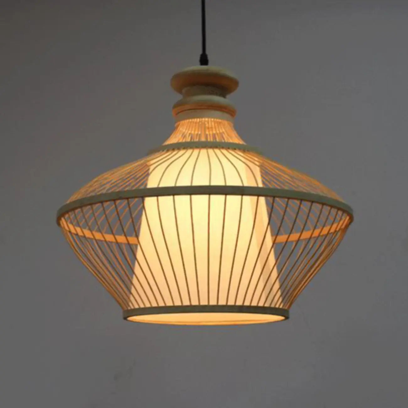 Adjustable Oriental Style Ratten Bamboo Hanging Pendant Light