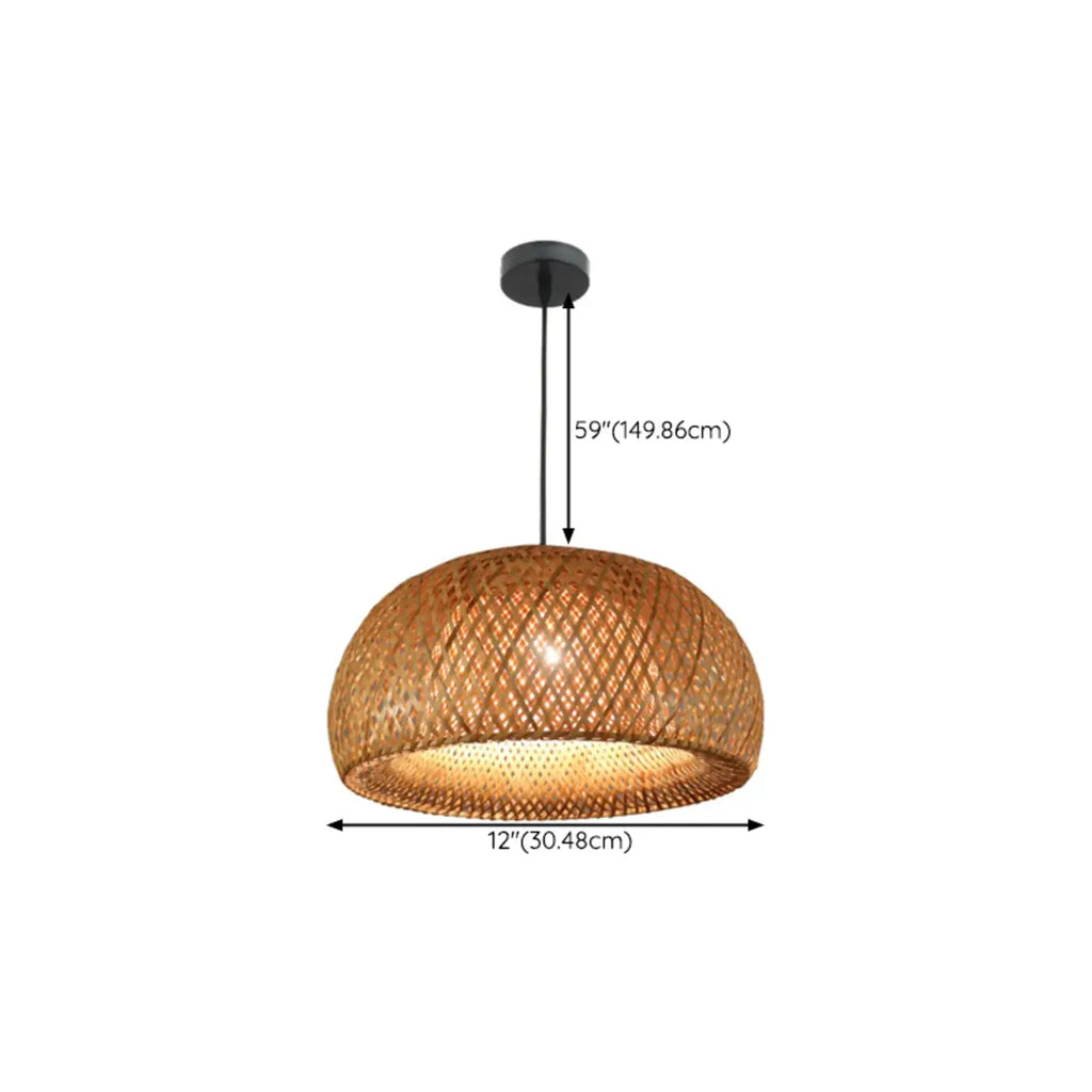 Adjustable Oriental Style Ratten Bamboo Hanging Pendant Light