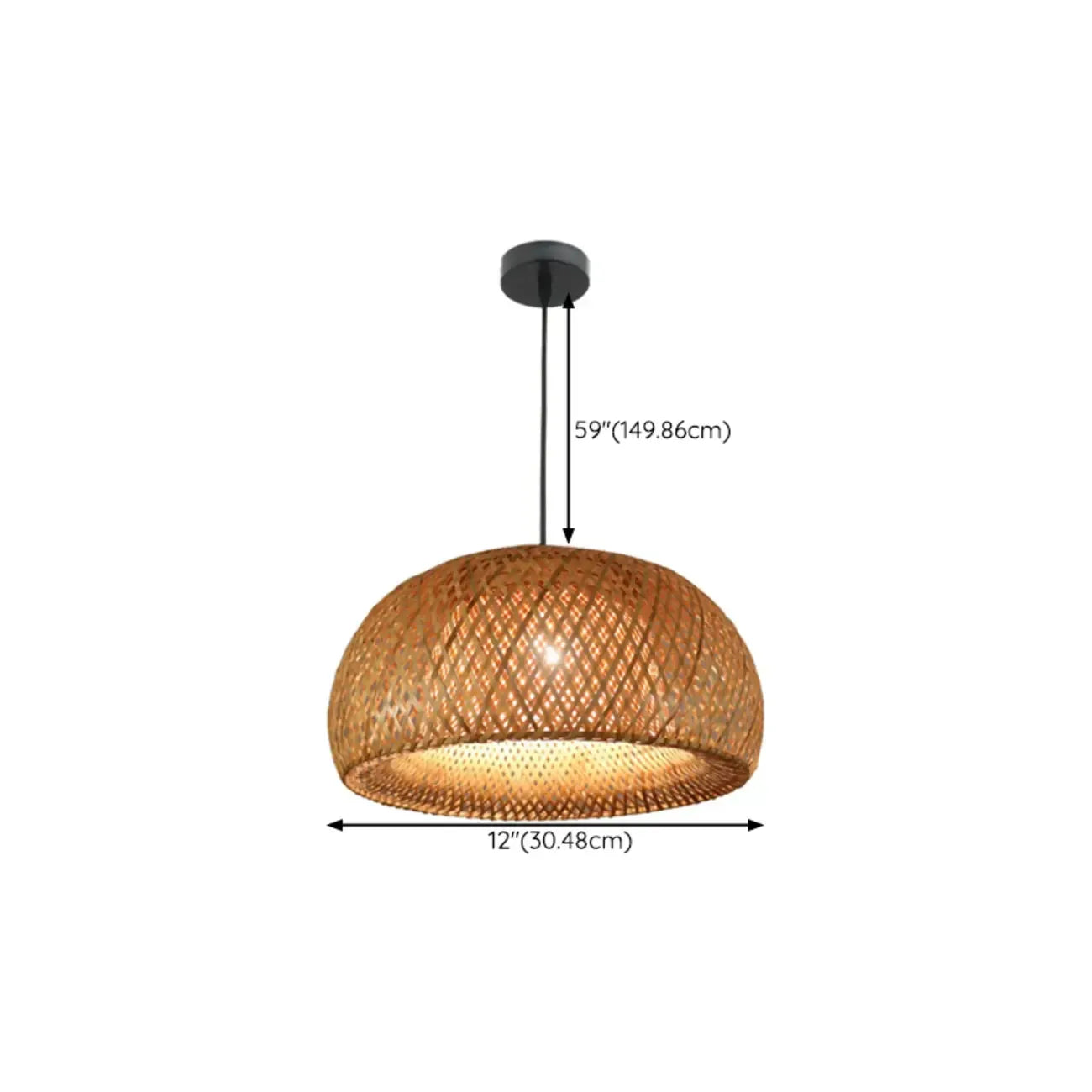 Adjustable Oriental Style Ratten Bamboo Hanging Pendant Light