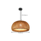 Adjustable Oriental Style Ratten Bamboo Hanging Pendant Light