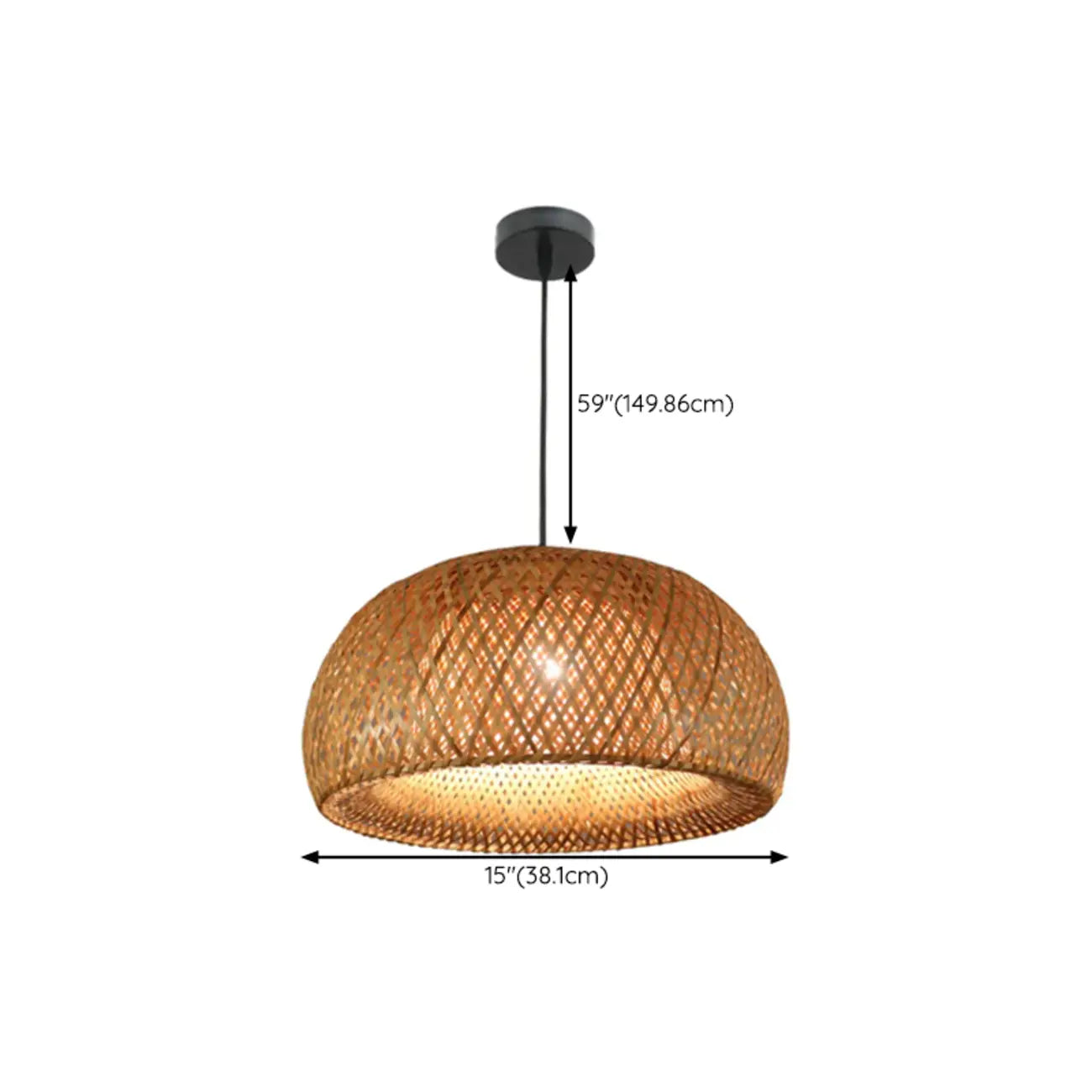Adjustable Oriental Style Ratten Bamboo Hanging Pendant Light