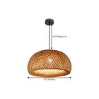 Adjustable Oriental Style Ratten Bamboo Hanging Pendant Light