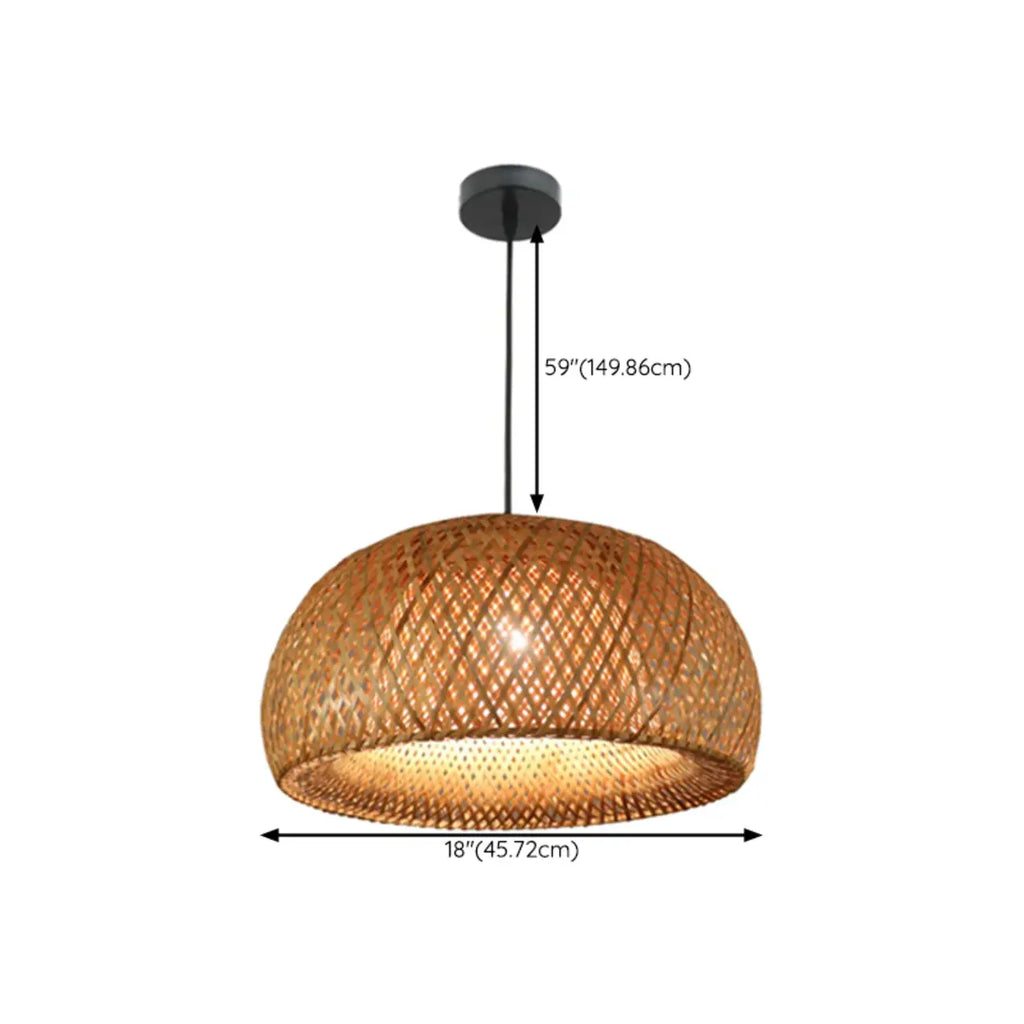 Adjustable Oriental Style Ratten Bamboo Hanging Pendant Light