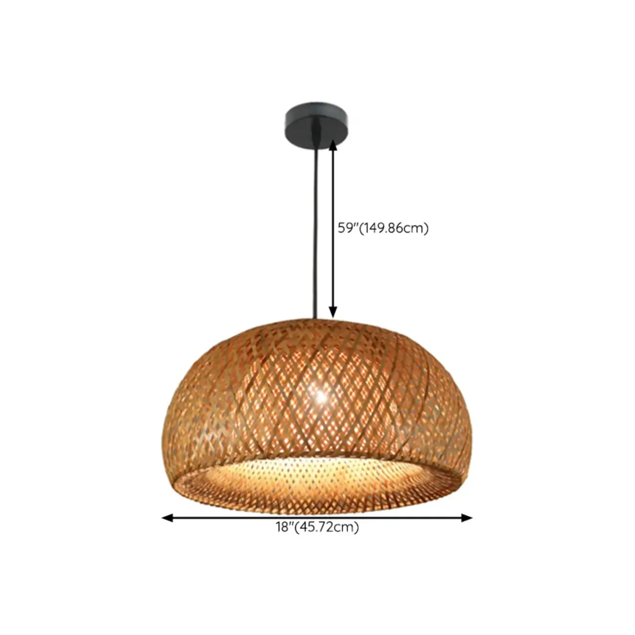 Adjustable Oriental Style Ratten Bamboo Hanging Pendant Light