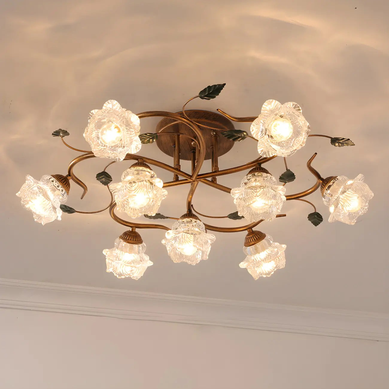 Luxury Glass Semi Flush Ceiling Light for Living Room
