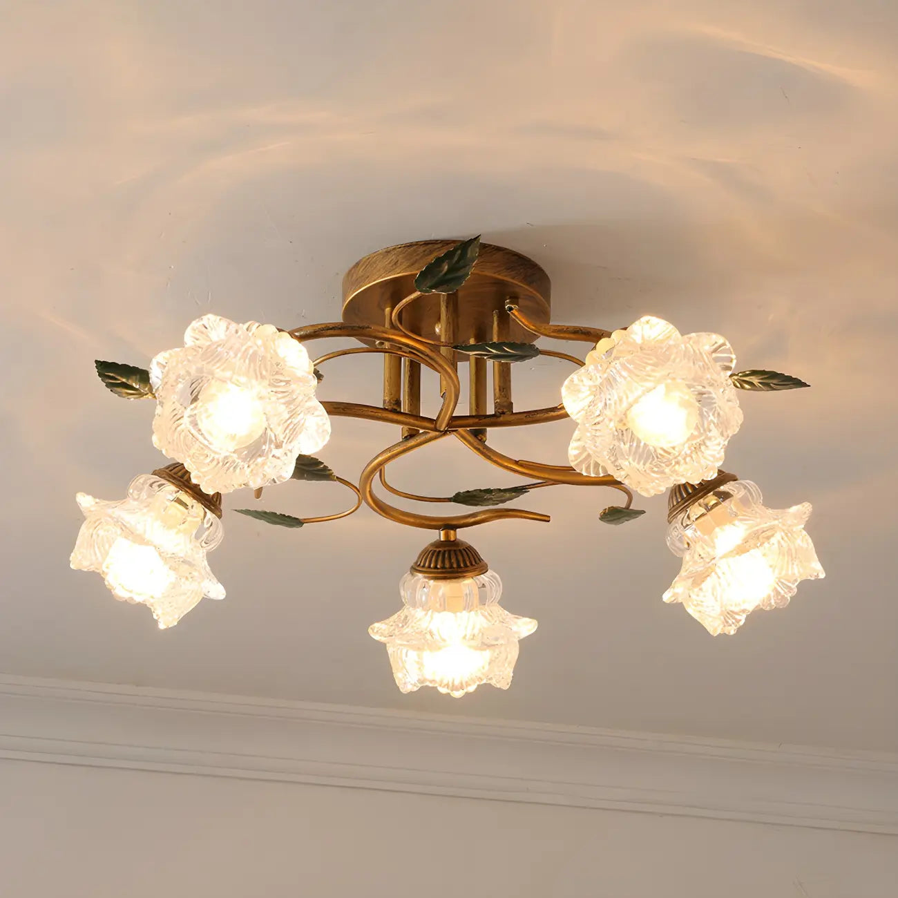 Luxury Glass Semi Flush Ceiling Light for Living Room