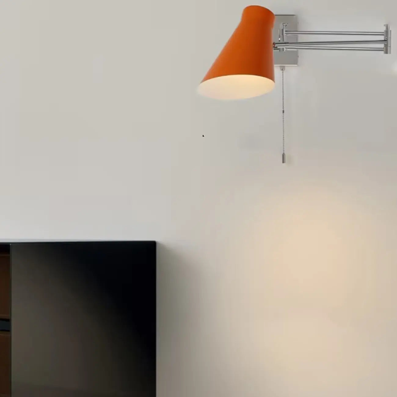 Minimalist Pull Chain Swing Arm Wall Light for Bedroom Decor
