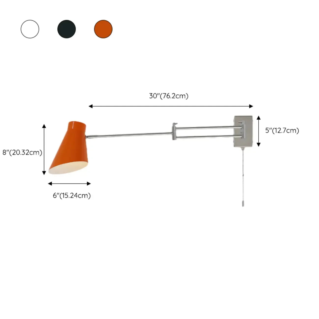 Minimalist Pull Chain Swing Arm Wall Light for Bedroom Decor