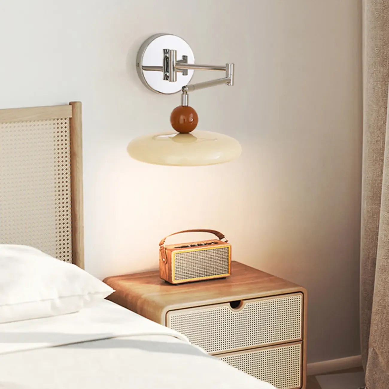 Elegant Cream Acrylic Swing Arm Wall Sconce Multi Dimming