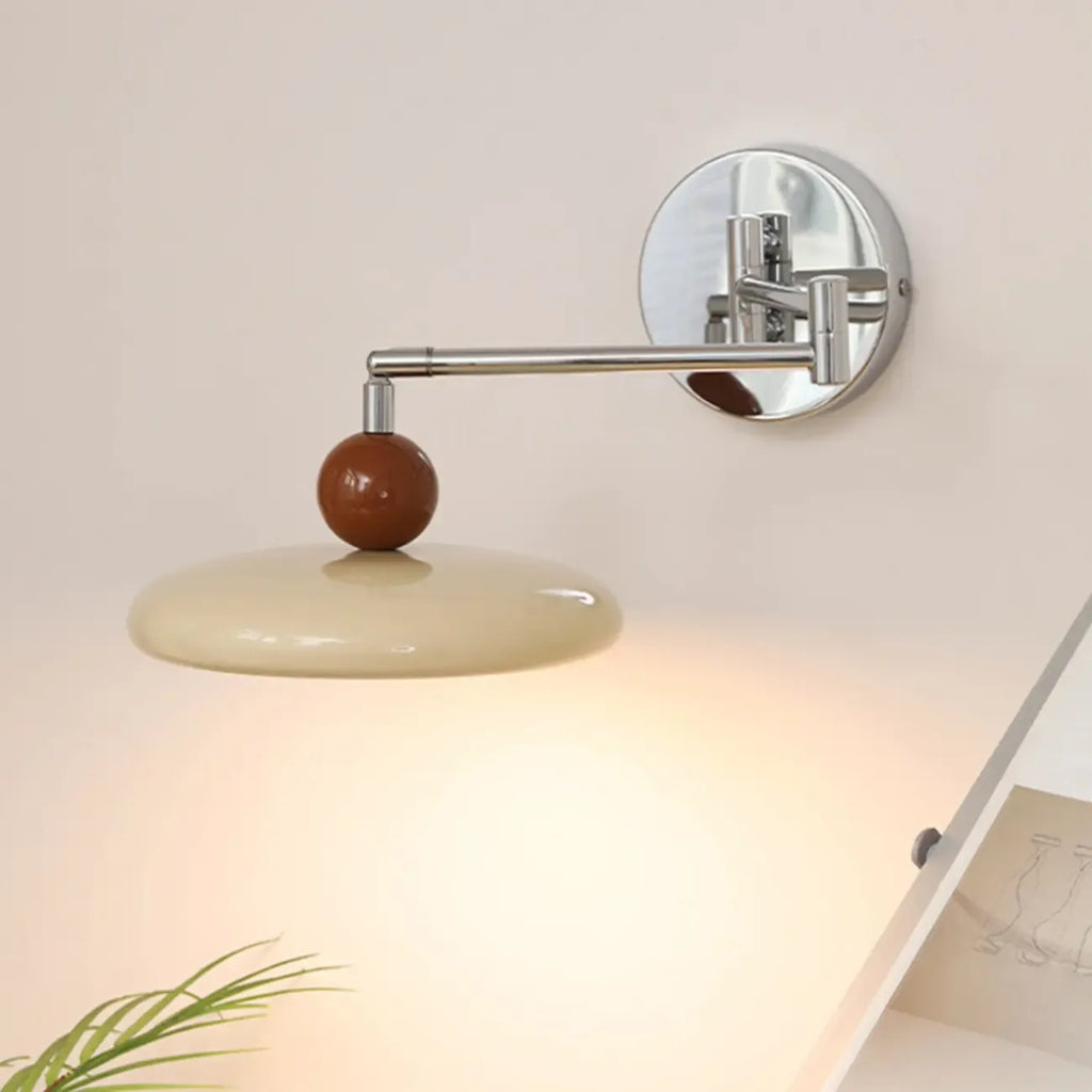 Elegant Cream Acrylic Swing Arm Wall Sconce Multi Dimming