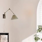 Vintage Swing Arm Wall Light with Pleated Fabric Shade