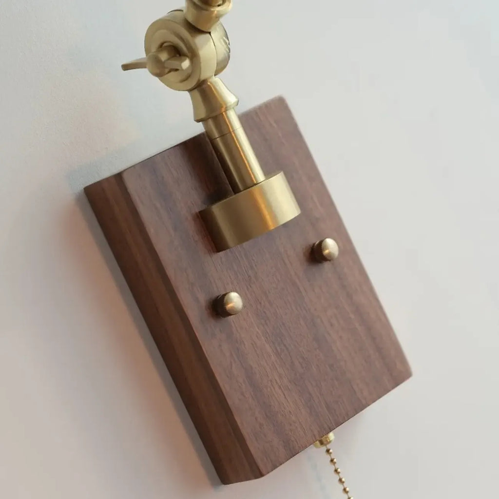 Vintage Swing Arm Wall Light with Pleated Fabric Shade