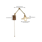 Vintage Swing Arm Wall Light with Pleated Fabric Shade